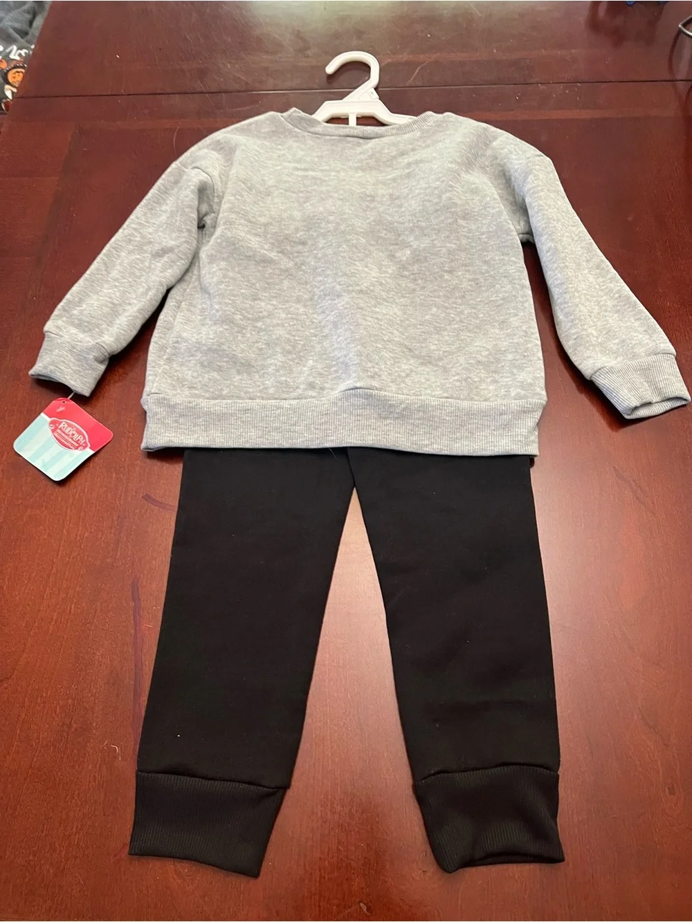 Rudolph Kids 2-Piece Grey Sweatshirt & Black Sweatpants Pajama Set